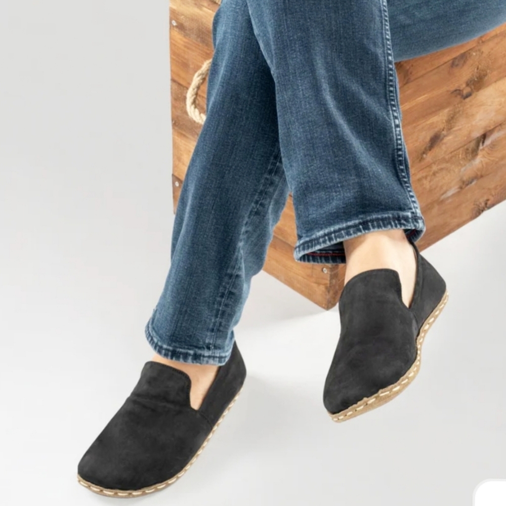 ATLANTIS Barefoot Sandals Black Suede Men's Loafers 11.5 Nubuck Minimalists Shoe